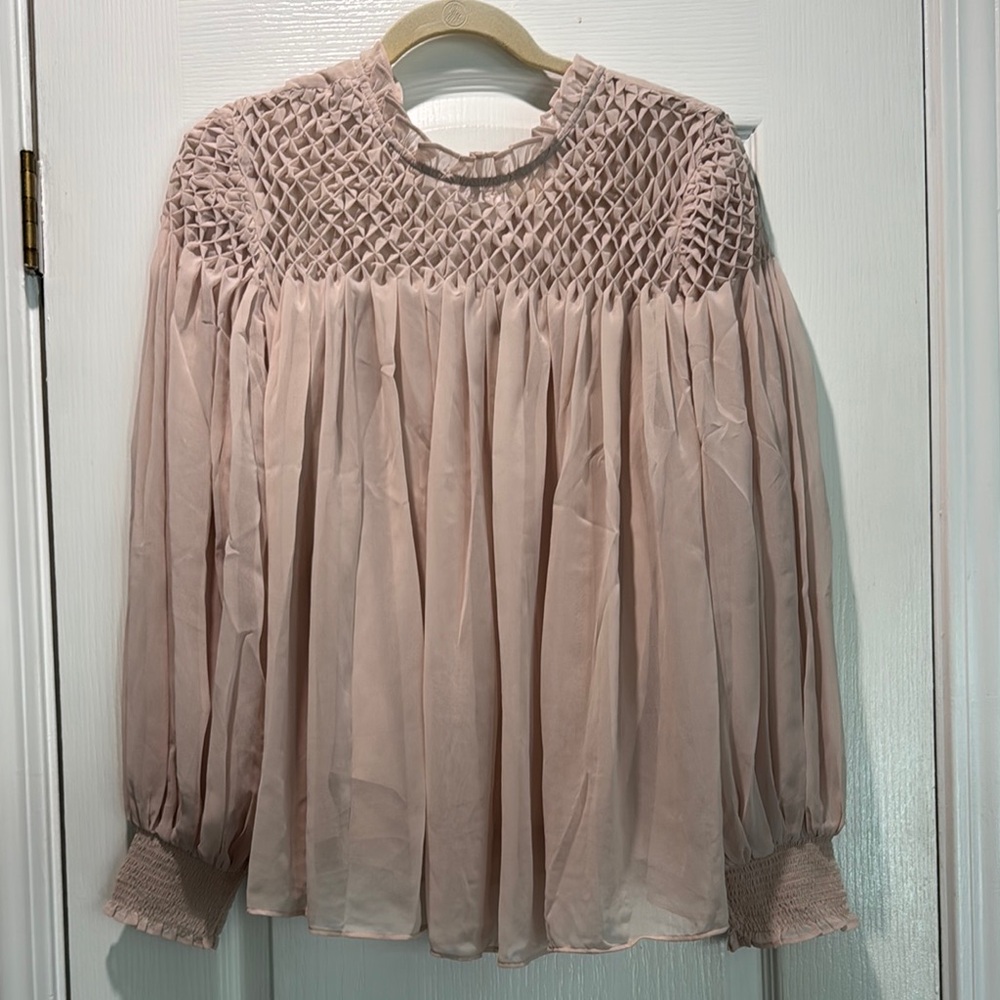 Ann Taylor Elegant Dusty Rose Smocked Women's Top